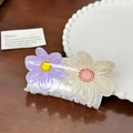 Blumen-Haarklammer mit lila und beigen Macaron-Blüten für elegantes Haarstyling - Lila-Weiß Doppelte Blume Haarkralle