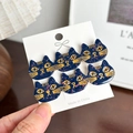 Set de 5 horquillas de gato azul de acetato con purpurina y detalles dorados en tarjeta - Forma de Gato / Azul oscuro