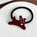 Coletero infantil con dije de perro rojo oscuro y goma elástica negra de alta calidad - Coletero / Rojo Coletero-5.1cm