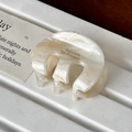 Elegant ivory marble acetate hair claw clip with Barrette la France logo for women - 4cm / Cream