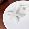 Starfish shaped acetate hair clip in creamy marble white with a spring metal fastener - Iridescent White-7.5cm