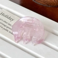 French style pearlescent pink claw clip with marble texture and golden logo print - 4cm / Floral Pink