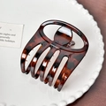Pinza para el pelo en carey clásica con diseño ovalado hueco y acabado brillante - Café-7.2cm