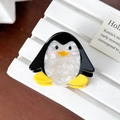 Cute penguin-shaped hair claw clip made of acetate with elegant marble texture - Penguin-5.2cm