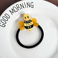Cute cartoon bee hair tie with sparkling crystals and a high-elastic black woven band - Orange Bee Hair Tie