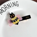 Cute bee-shaped hair clip with crystals and golden France Handmade lettering - Pink Bee Hair Clip