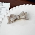 Barrette à cheveux nœud en acétate effet marbre avec base en métal doré élégante - Gris Irisé