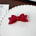 Barrette à cheveux nœud rouge en acétate avec inscription dorée France Handmade chic - Vermillon