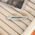 Oval hollow acetate hair clip in pearl white marble texture with silver metal clamp - White-6.1cm