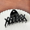 Pinza per capelli vintage nera con motivo geometrico traforato e scritte dorate chic - Nero