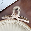 Chic cream white acetate bow hair claw clip with vintage dark brown polka dots - Coffee Polka Dot Large