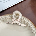 Elegant cream bow hair claw with dark brown polka dots on a vintage ceramic plate - Coffee Polka Dot Small
