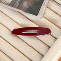 Pince à cheveux minimaliste ovale évidée bordeaux en acétate avec base en métal argenté - Vermillon-6.1cm
