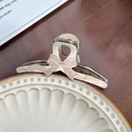 French style cream bow hair claw clip with brown wave patterns and metal spring - Coffee Fine Lines Medium