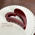 Elegante wijnrode hartvormige haarklem met glanzende afwerking voor half-opgestoken haar - Hart-Rood-9.6cm