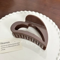 Glossy brown heart-shaped hollow hair claw clip for elegant bun hairstyles - Heart-Coffee-9.6cm