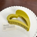 Minimalist avocado green heart-shaped hair claw clip with glossy finish - Heart-Green-9.6cm