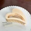 Elegant cream heart-shaped hair claw clip in a decorative ceramic pearl dish - Heart-Cream-9.6cm