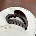 Elegant large heart-shaped hair claw clip in dark coffee brown with high gloss finish - Heart-Dark Coffee-9.6cm