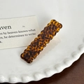 Pince à cheveux en acétate nuage avec motif écaille léopard et bords ondulés - 5,5 cm / Marron à pois
