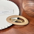 Fermaglio per capelli ovale in acetato beige opaco con clip in metallo dorato - Caffè Chiaro-9.7cm