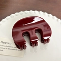 Glossy deep red acrylic hair claw clip with mirror finish for elegant hairstyles - M Shape-Red-7.9cm