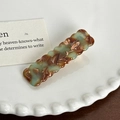 Barrette à cheveux en acétate à bords ondulés en marron ambre et vert menthe - 5,5 cm / Bleu Café