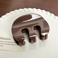 Glossy dark brown heart-shaped hair claw clip with wide three-tooth grip design - M Shape-Coffee-7.9cm