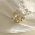 Pinza para el pelo de mariposa dorada con perlas blancas y diamantes de colores - Dorado-1.9cm