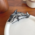 Creatieve haarklem in de vorm van een haai van acetaat met zwart-wit marmeren patroon - Grijze Haai (12.5cm)