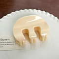 Minimalist cream beige glossy heart-shaped hair claw clip for elegant hairstyles - M Shape-Cream-7.9cm