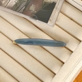 Grey-blue acetate barrette clip with golden Barrette La France lettering - 6.7cm / Blue