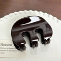 Glossy chocolate brown heart hair claw clip for elegant French style updos - M Shape-Dark Coffee-7.9cm