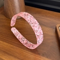 Cerchietto largo in acetato con trama marmorizzata rosa e bianca e finitura terrazzo - 13,3 cm / Rosa Floreale