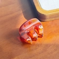 Eleganter Haarklammer mit Schildpattmuster und Goldlogo auf einer Holzoberfläche - Braun-3.9cm