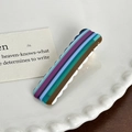 Pince à cheveux nuage en acétate avec rayures verticales colorées bleues et mauves - 5,5 cm / Rayé Violet Vert