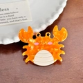Orange acetate ocean theme crab hair clip for women with cute marble pattern - Crab Style (5.4cm)