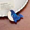 Blue marble acetic acid whale-shaped hair clip on a minimalist wooden background - Whale Style (4.6cm)