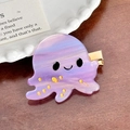 Cute purple marble octopus hair clip with a smiling face and gold speckled accents - Octopus Style (4.8cm)
