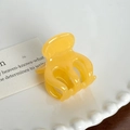 Mini pince à cheveux en acétate jaune gelée avec finition transparente et ressort - Orange - 3.3cm