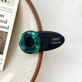 Barrette à cheveux rétro en résine bleu marine et vert marbré avec lettrage doré fait main - Vert Foncé