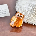 Mini owl hair claw clip in amber orange acetate with golden wing details - Owl Style 1 / Brown