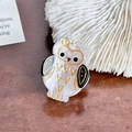 Mini pinza de pelo de búho en acetato blanco perlado con detalles dorados - Estilo Búho 3 / Blanco