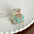 Mini pince à cheveux en acétate dégradé macaron aux tons pastel menthe et rose doux - Bleu Rose - 3.3cm