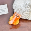 Mini pinza de pelo de búho en acetato naranja y amarillo con detalles dorados - Estilo Búho 1 / Naranja