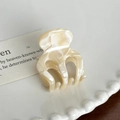 Mini pince à cheveux en acétate marbré crème avec une texture gelée élégante et chic - Blanc Cassé - 3.3cm