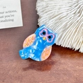 Mini pinza de pelo de búho en acetato azul y naranja rosado para peinado mujer - Estilo Búho 1 / Azul