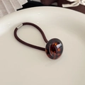 Retro high-elastic hair tie featuring a polished tortoiseshell resin button accessory - 2.8cm Decoration / Black Coffee