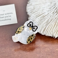 Mini owl acetate hair claw clip with marble white finish and black glasses detail - Owl Style 1 / White