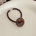 Minimalist elastic hair tie with brown and blue tortoiseshell resin buckle detail - 2.8cm Decoration / Blue Brown
